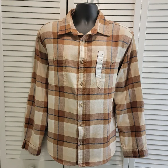 GOODFELLOW & CO. PLAID BRUSHED FLANNEL SHIRT - Picture 4 of 5